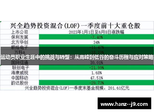 运动员职业生涯中的挑战与转型：从高峰到低谷的奋斗历程与应对策略